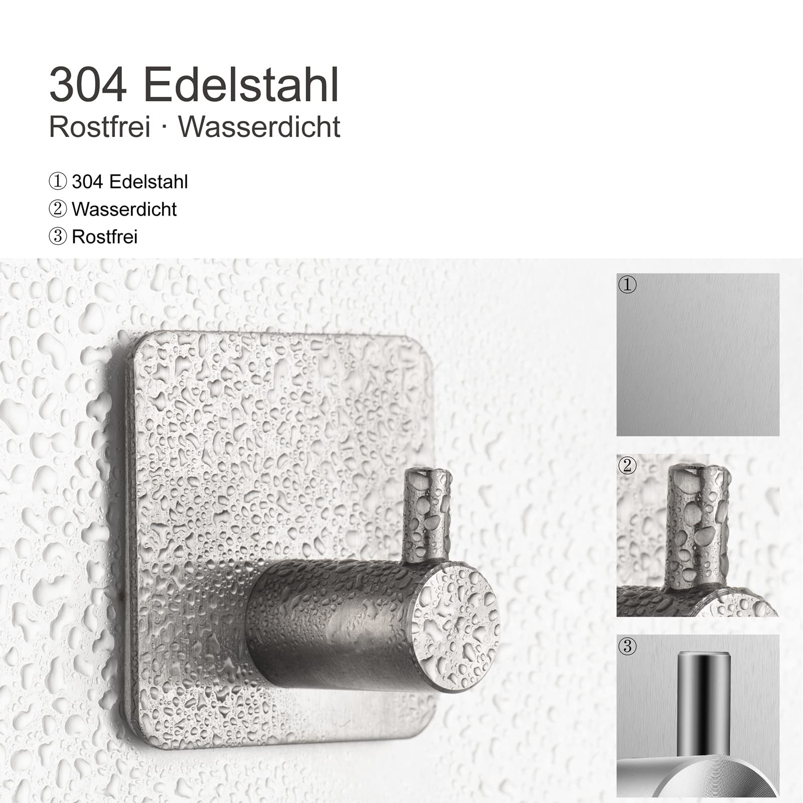 Zelfklevende haken extra sterk, 5 stuks handdoekhouders zonder boren, kledinghaken, wandhaken, zelfklevend, garderobehaken van roestvrij staal, ideaal voor badkamer, garderobe, keuken, toilet, kantoor, zilver