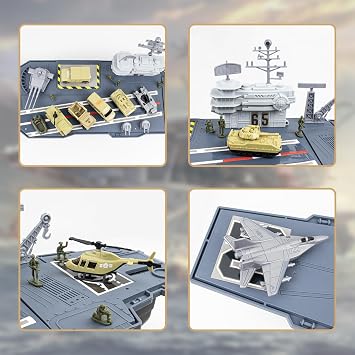 RedCrab Aircraft Carrier Playset, Battleships Model Toys, Includes Airplanes, Helicopter, Trucks, Action Figures Kit Cool Toys for Boys Girls Ages 3 4 5 6 +