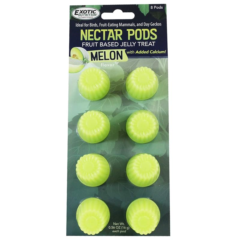Petisco de Gelatina com Melão e Cálcio para Aves, Répteis e Pequenos Animais Exotic Nutrition – Pacote com 8