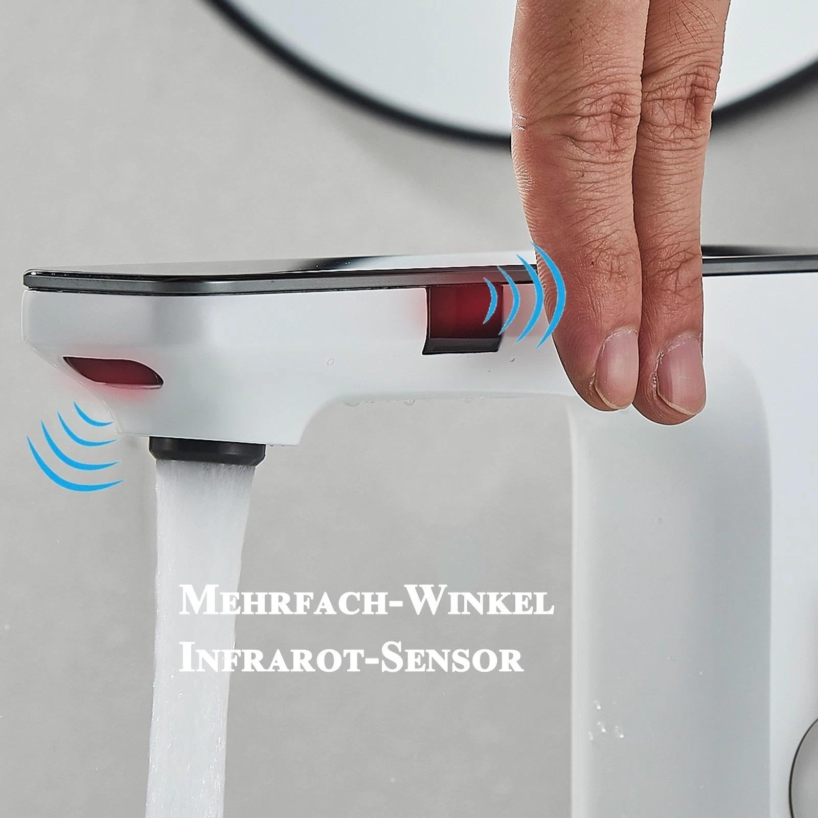 Automatischer Infrarot-Wasserhahn, Mischbatterie für kaltes und warmes Wasser, für Waschbecken, Wasserhahn mit Infrarot-Sensor für Badezimmer