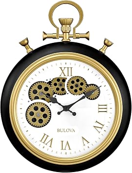 Bulova Clocks C3390 Conductor, Wall Pocket Watch, Moving Gears