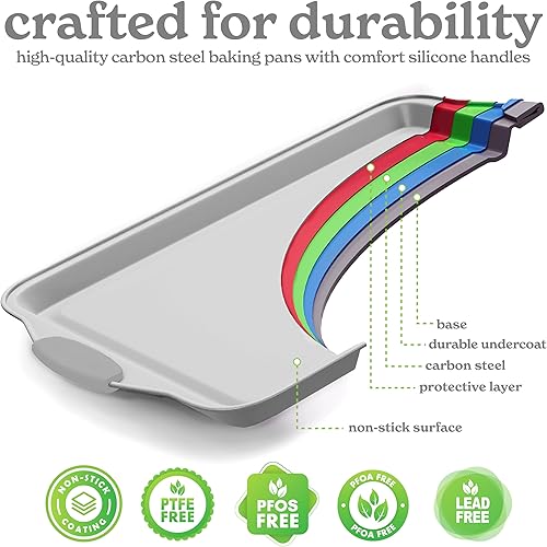 Miniatura 88 de Country Kitchen Juego de utensilios para hornear apilables antiadherentes, resistentes, duraderos, de fácil liberación, color rojo, 10