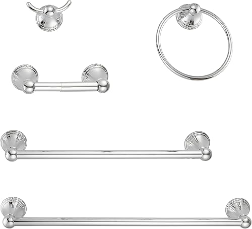 Juego de accesorios de baño, 5 piezas de accesorios de baño, soporte de pared, incluye barra de toalla de 20 pulgadas, barra de toalla de 16