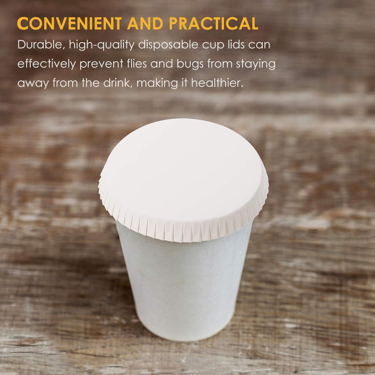Yardwe Disposable Cup Covers 100 Pcs 3.54 Inch Stackable Paper Cup Lids for Home Hotel Ktv and Outdoor Use Protective Drinking Lids