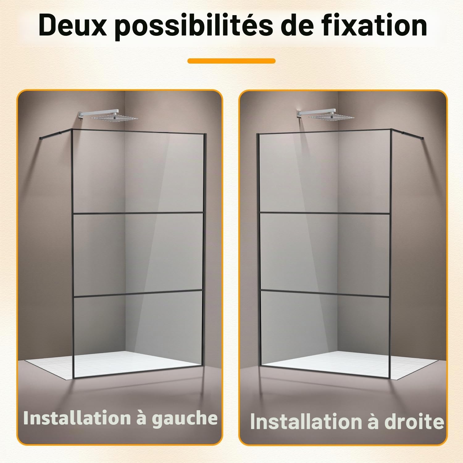 Daromigo Paroi de douche 80×200 cm pour douche, verre de sécurité ESG 5 mm pour douche walk-in, séparation de douche à cadre complet en aluminium, plage de réglage 0–10 mm, montage gauche/droite