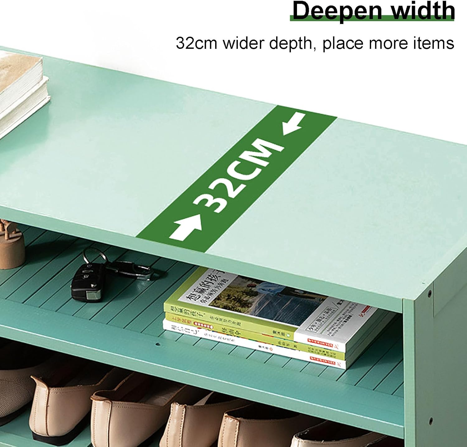 Shoe Storage Cabinet Cabinets Hallway Slim Cupboard Cupboards Hallways Slimline，Bamboo Shoe Cabinet Organizer - 4-Tier Freestanding Storage for Entryway or Hallway, Holds 12-16 Pairs, Stylis