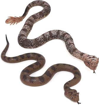 2Pcs Rubber Snakes Fake Snake Lifelike Rubbe Snake - Keep Birds Away for Garden Scare Birds Prank April Fools Day or Halloween Decoration Props Style 1