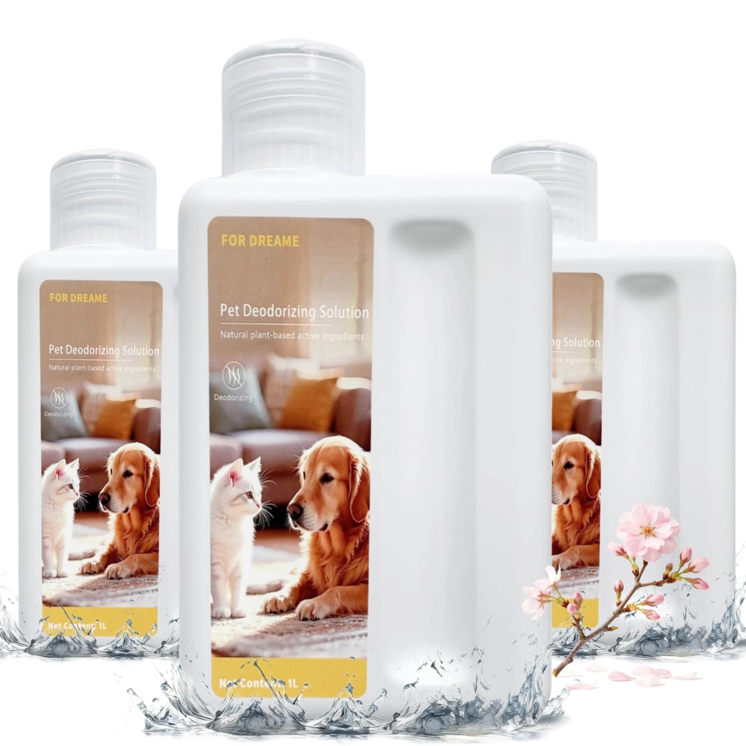 Solution nettoyante pour robot aspirateur et balai à franges, recharge de 1000 ml, parfum fleur de cerisier, compatible avec tous les modèles Dreame (séries G10, H12, H13, H14, H15, K10, M12)(3 * 1L)