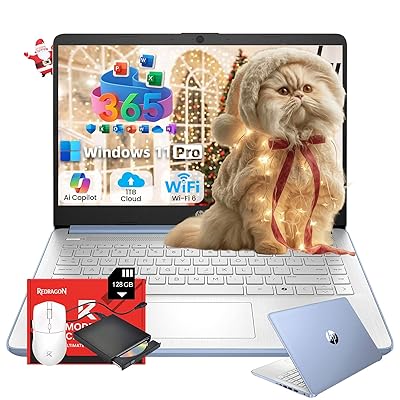 HP 14" Laptop 2025 Business Student Slim Computer, Lifetime MS Office, Copilot AI, Quad-Core Intel CPU, 16GB RAM, 628GB Storage (128GB UFS+500GB Ext), MarxsolAccessory, Wi-Fi 6, Win 11 Pro, Rose Gold