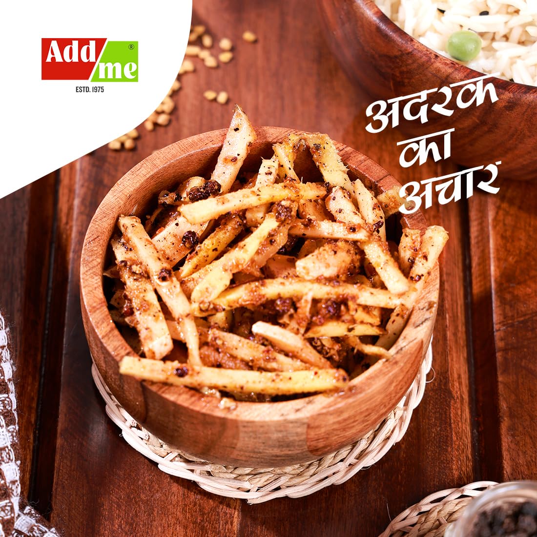 Add me Home Made Ginger Pickle Garam Masala 500gm Without OIL Adrak ka Achar Glass jar - Image 5 thumbnail