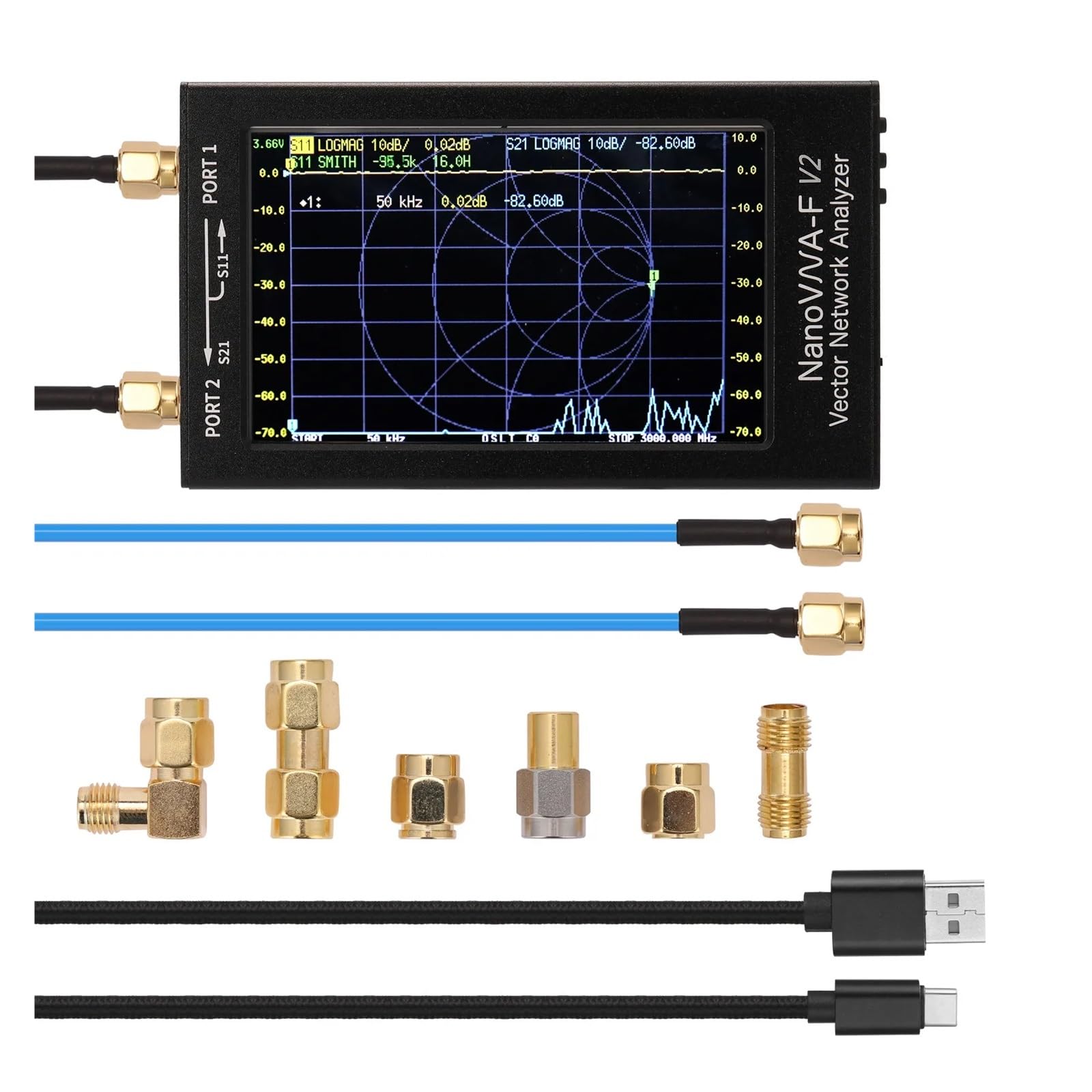 Analizador de red, Analizador De Red Vectorial 3 GHz, Antena Con Pantalla Táctil 4,3"