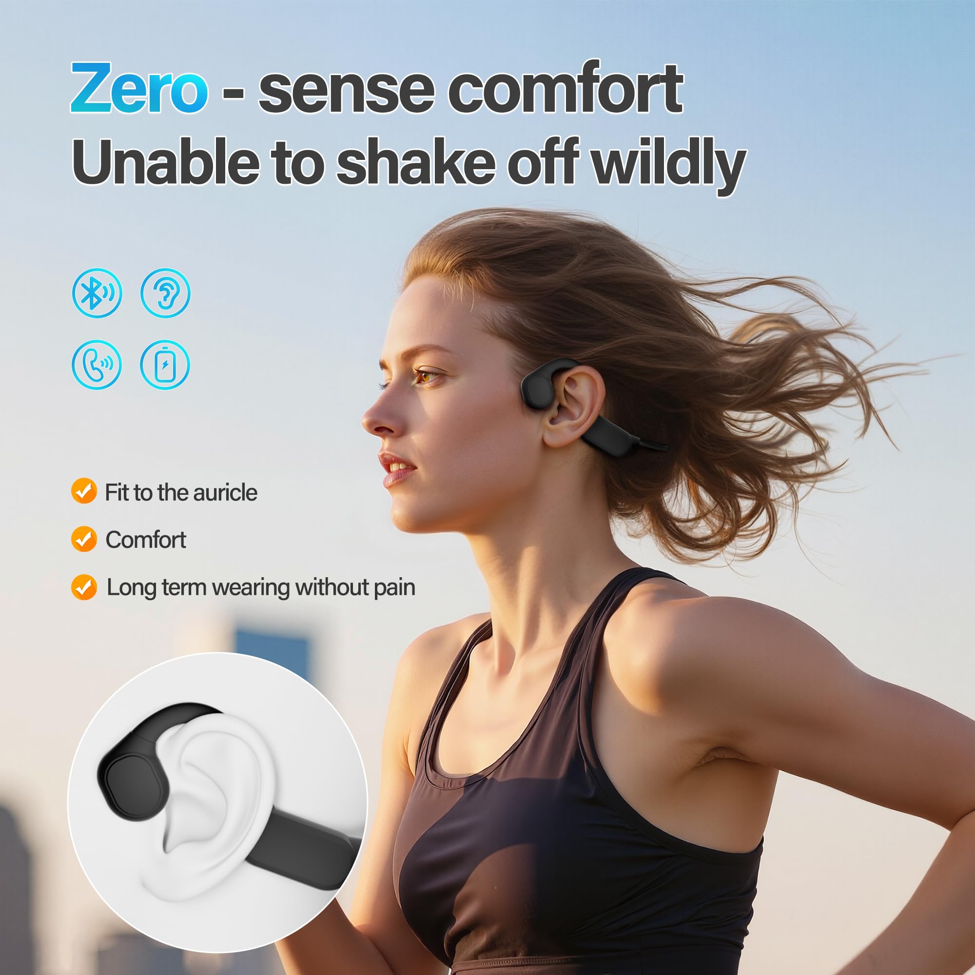 Cuffie Bluetooth 5.4 a conduzione ossea, impermeabili IPX5, auricolari sportivi senza fili con microfono, ultra leggere per corsa, ciclismo, allenamento e palestra, idea regalo