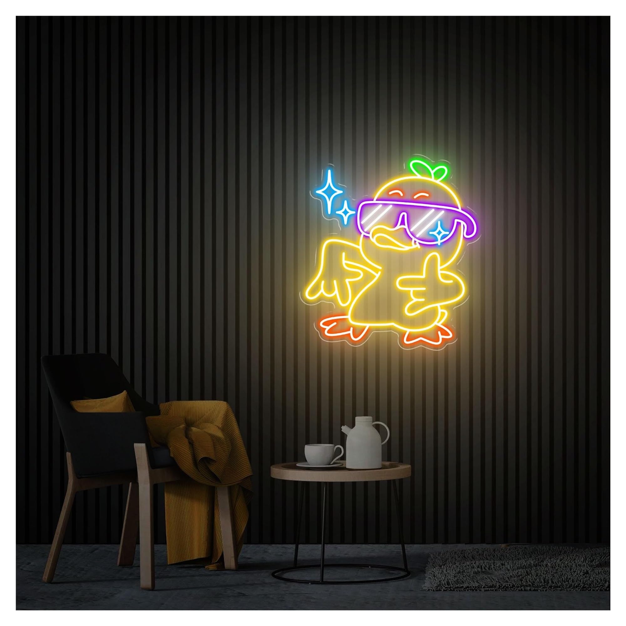 RONGCH Hanging Art Signs Rock Duck Neon Sign,Suitable for Bedroom Wall Decor with Dimmable 46cmx50cm(D)