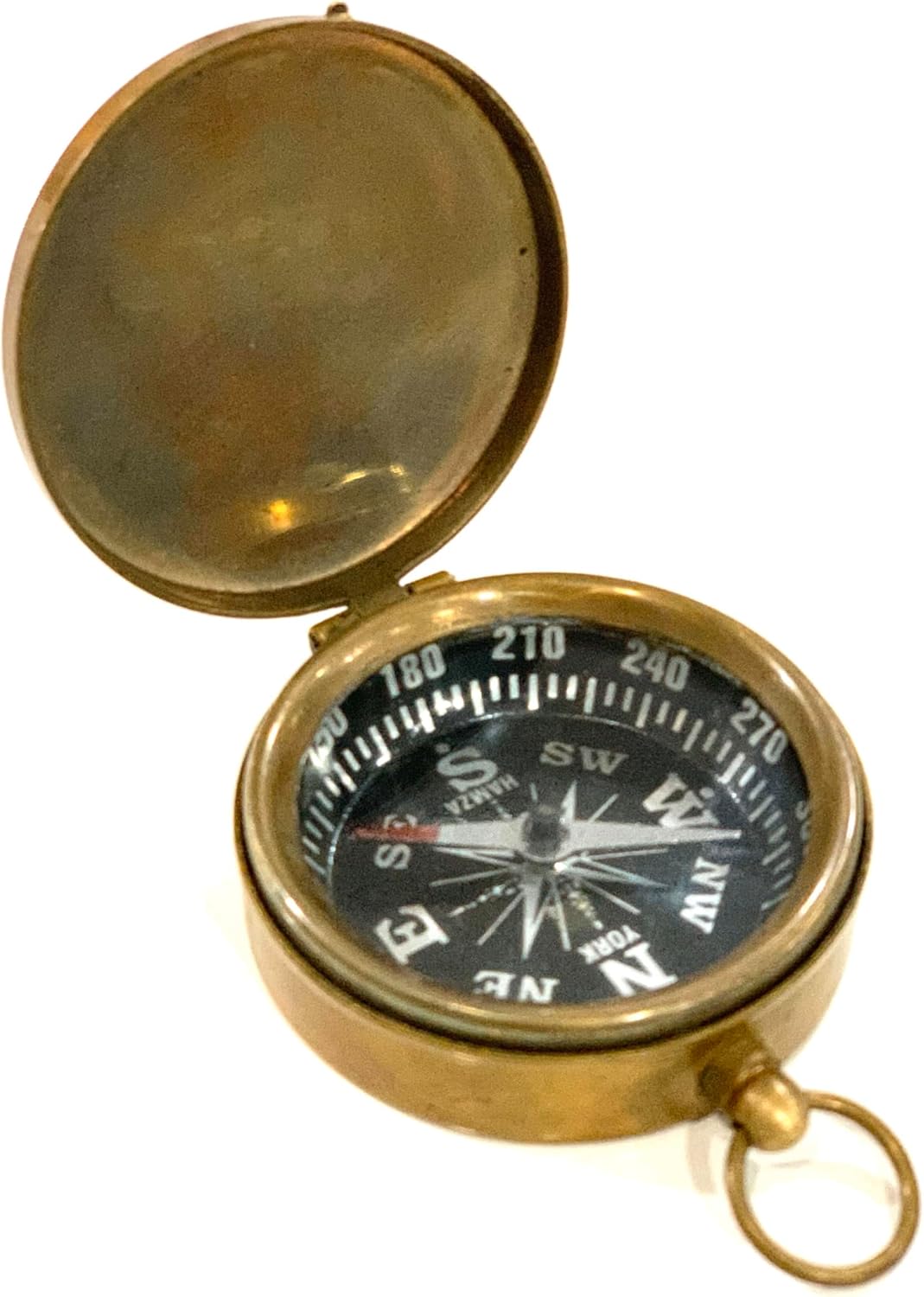 Brass Pocket Compass with Cover and Antique Finish by RedSkyTrader