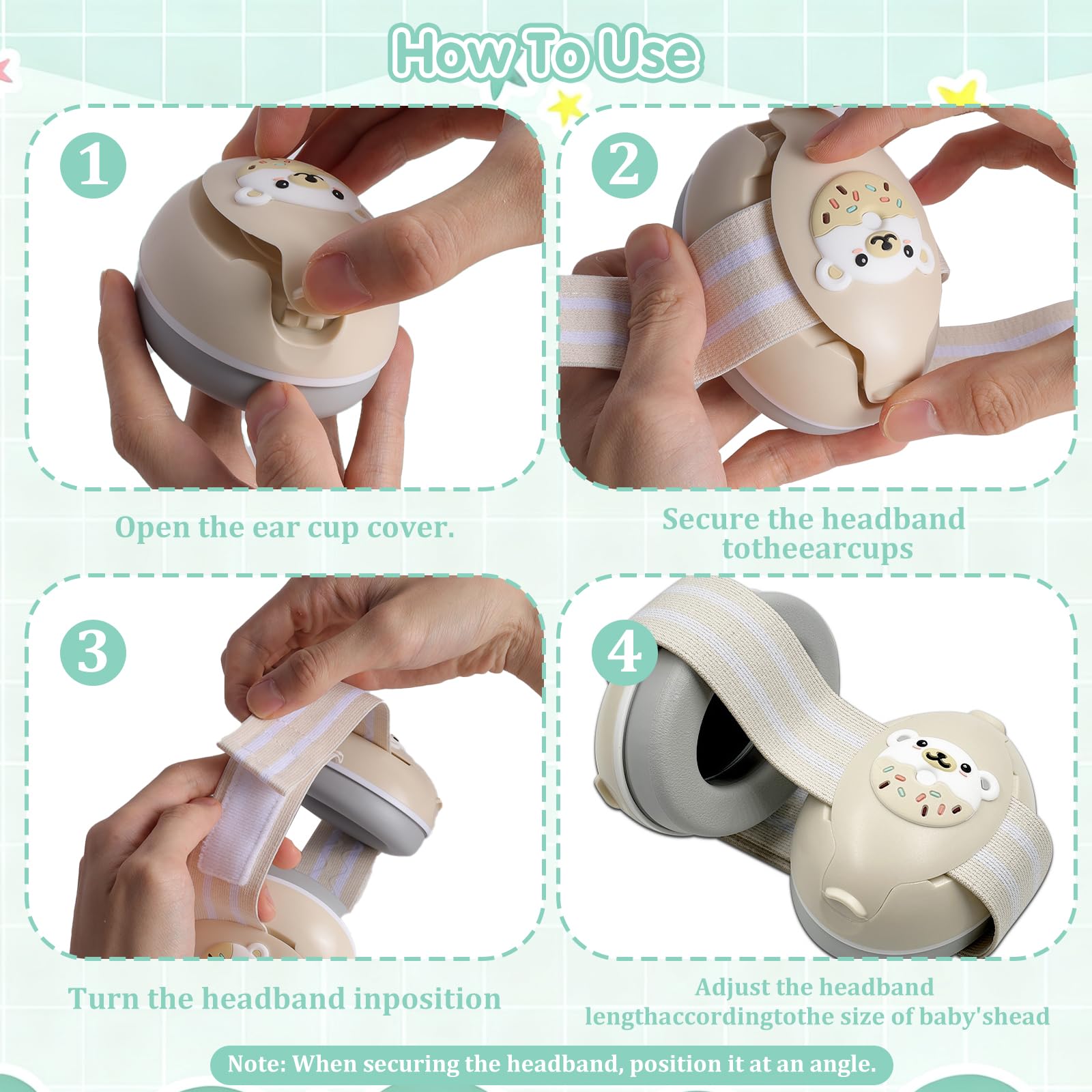 2 In 1 Cuffie Neonato Antirumore, Regolabile Cuffie Aereo Neonato, Protettori Acustici per Neonati, Ideale per Udito Ideale per Dormire, Voli, Eventi Leggere Comode E Facili Da Trasportare