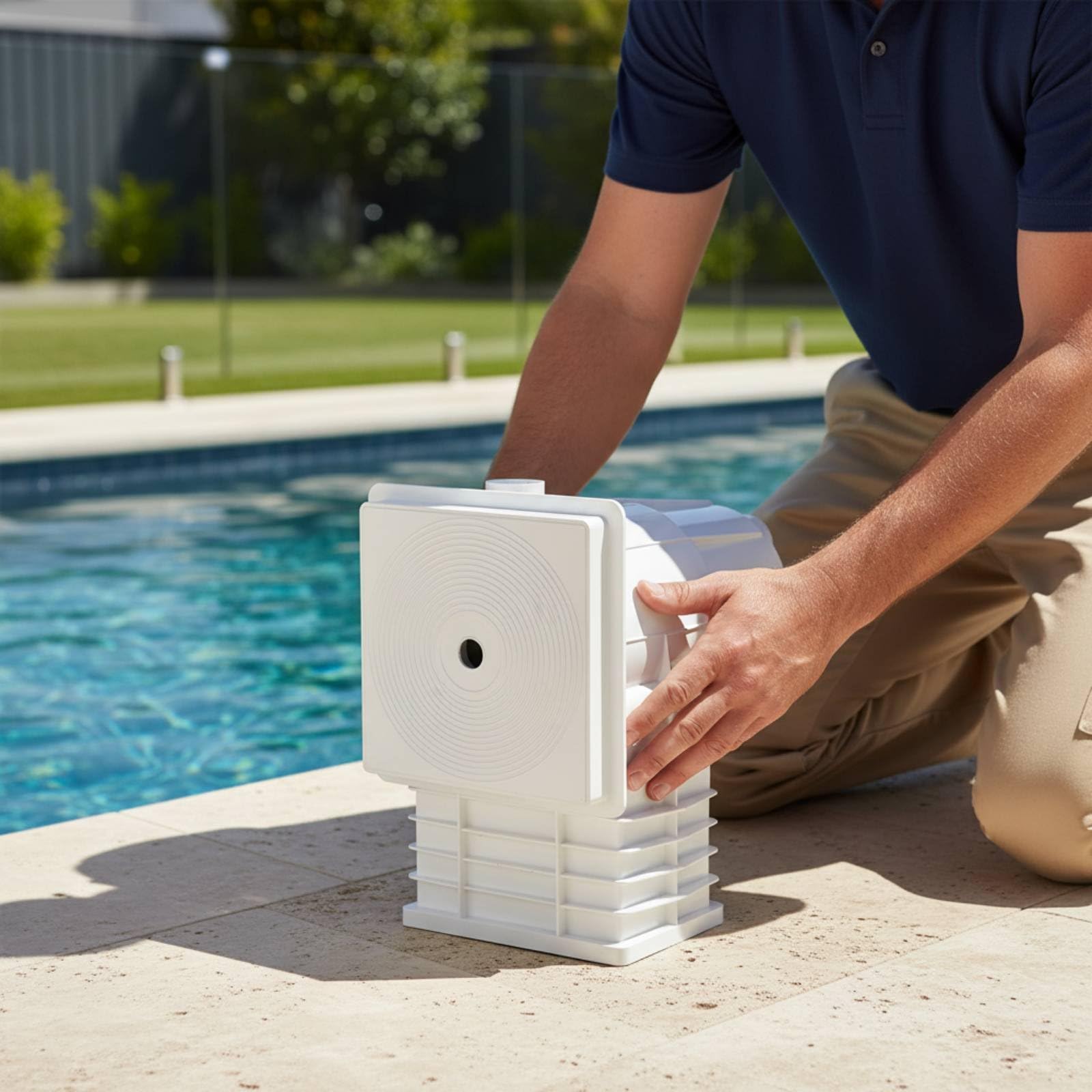 Skimmer de Piscina Profesional con de Filtración Eficiente Cesta de Colador Extraíble Control de Nivel Superficial Montaje en Pared en Plástico, Fl-0040-Rc