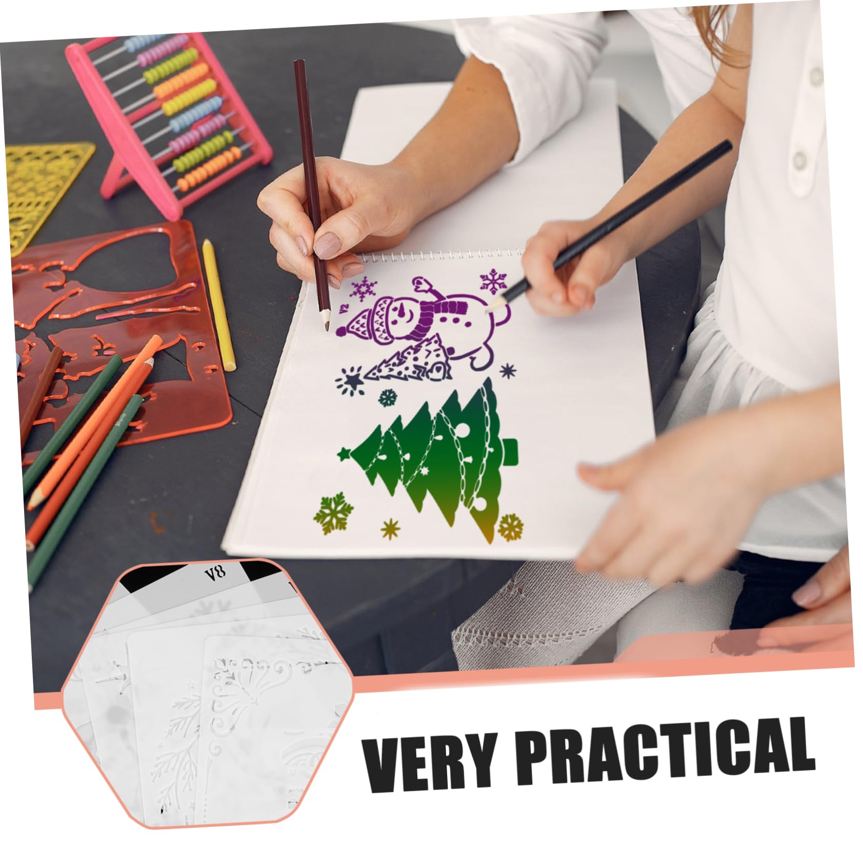 NUOBESTY 3 Set di Perline Artigianali Ornamenti per Feste di Natale Modelli Natalizi per Stencil di Pittura Lisci da Parete Stencil di Perline Finte 12 Pezzi * 3