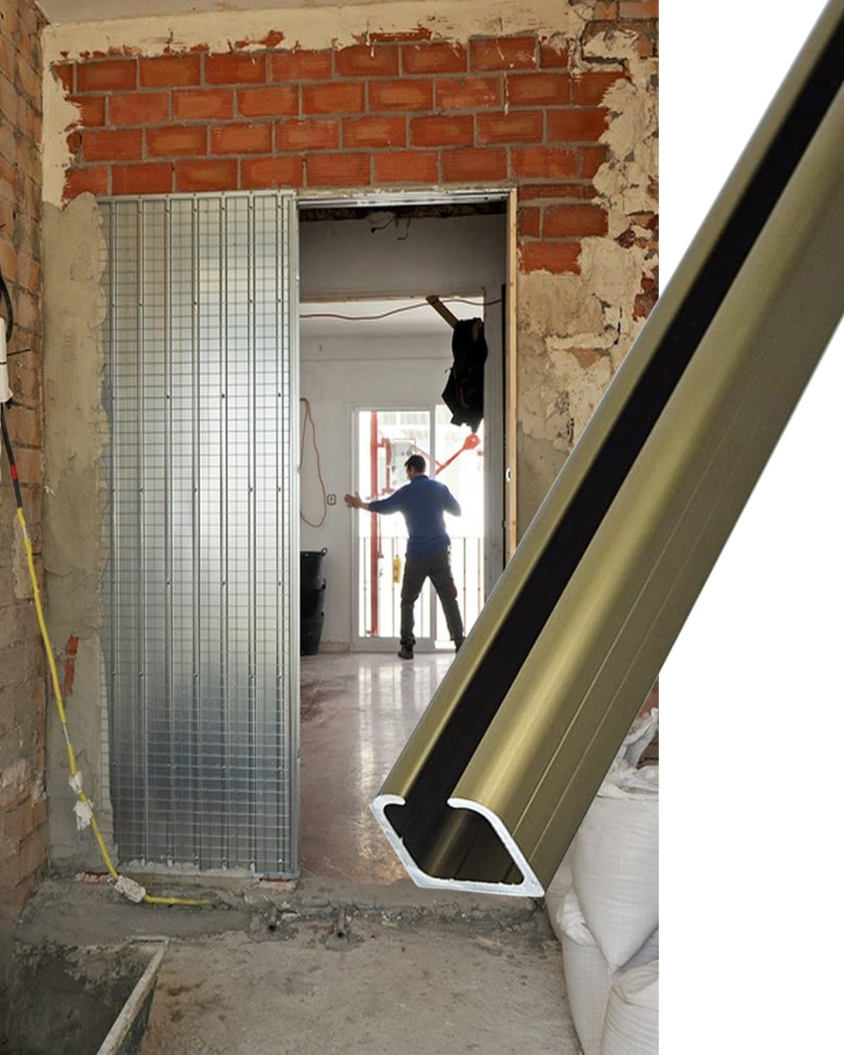 Kit quincaillerie porte coulissante rail robuste anti-blocage pour garage