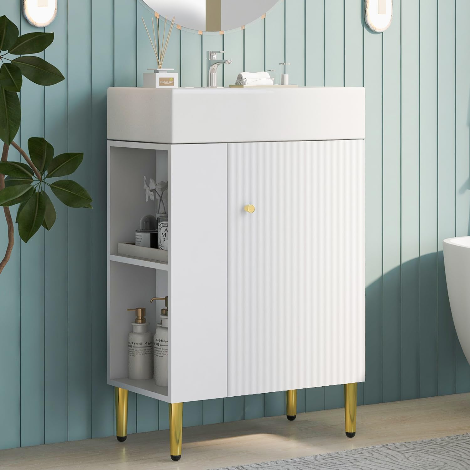 Amazon.com: LUMISOL 21.6" Small Bathroom Vanity with Sink, Modern ...
