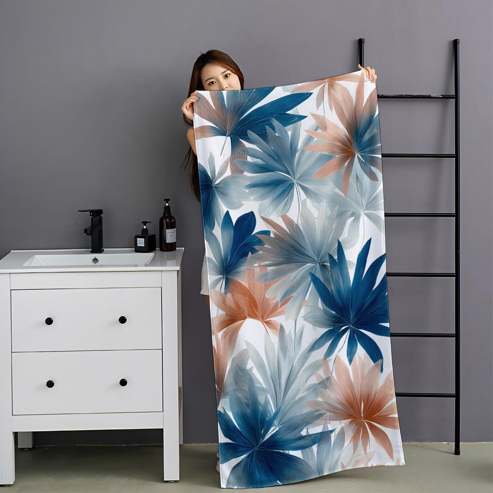 YJ-712 zestaw bardzo dużych 100 x 220 cm jesienny szybkoschnący ręcznik z mikrofibry bez piasku i plażowy, lekki podróżny, kompaktowy ręcznik kempingowy z torbą do przechowywania, chłonny dla kobiet