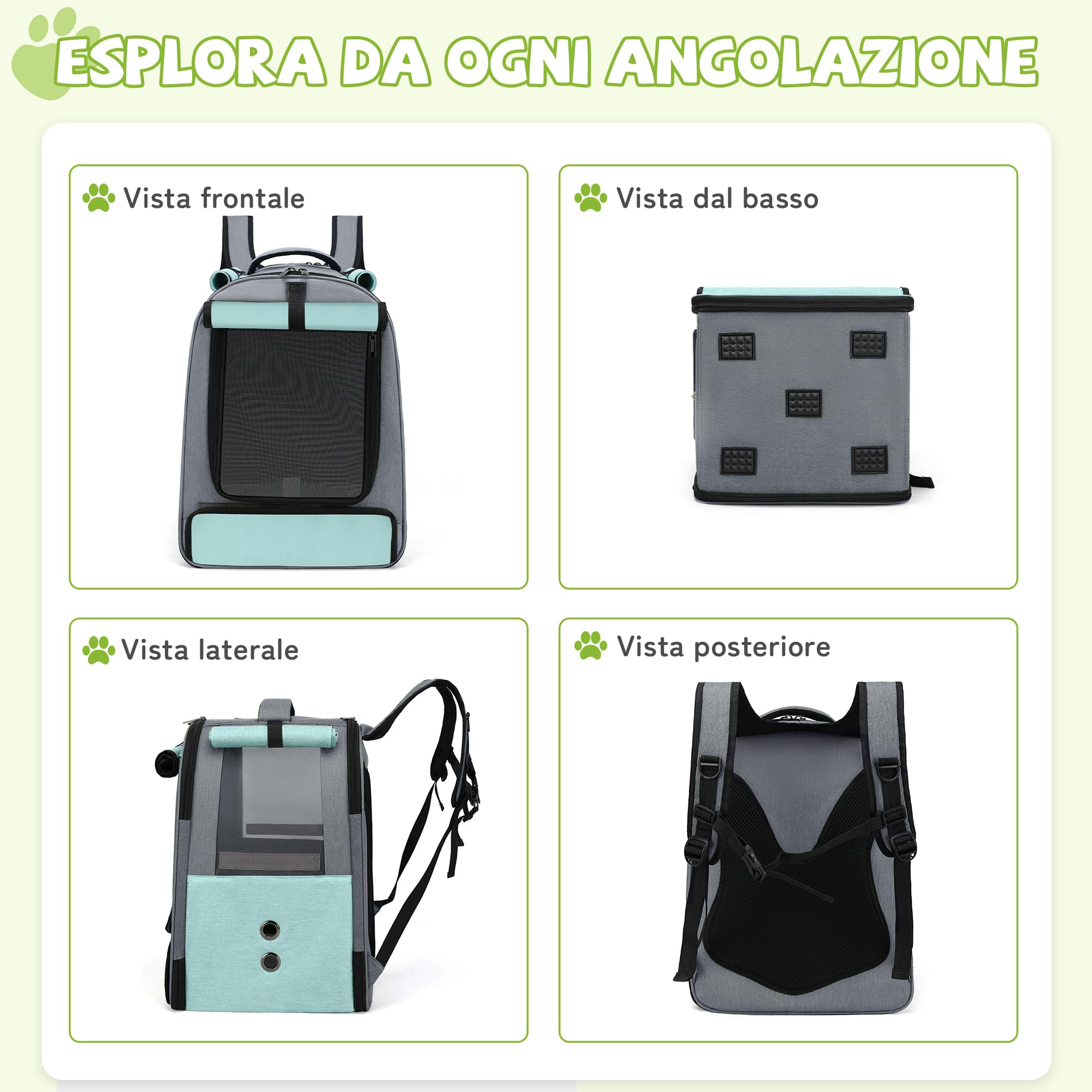 ALLSOPETS Zaino per Uccelli per Pappagalli e Piccoli Animali – Borsa Traspirante con Posatoio Regolabile e Vassoio Rimovibile, Ideale per Viaggi e attività all’Aperto (Blu Ghiacciaio)