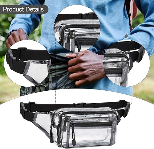 Miniatura 3 de Cangurera transparente, bolsa para cinturón, ligera, versátil, moderna, bolsa de almacenamiento para festivales, conciertos, juegos deportivos