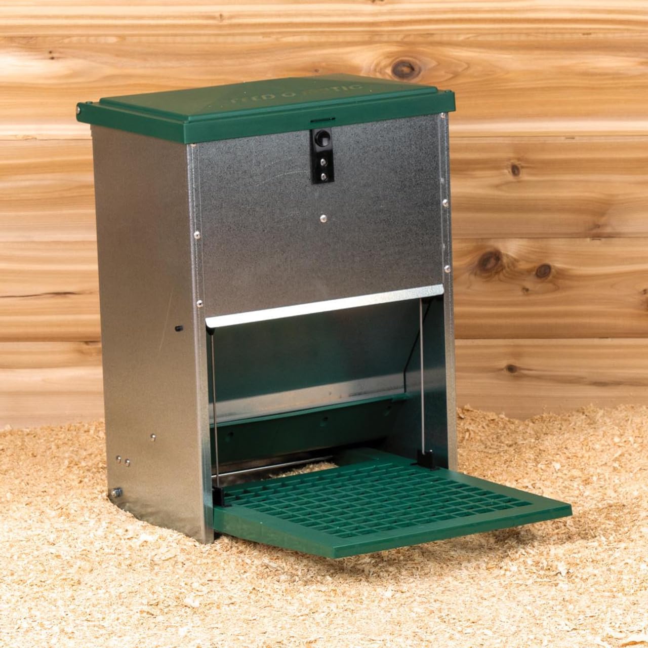Hatching Time Automatic Treadle Chicken Feeder – 11 lb Capacity – Secure-Lid, Outdoor-Rated, Weight-Activated Poultry Feeder for Backyard Chickens – Galvanized & Durable
