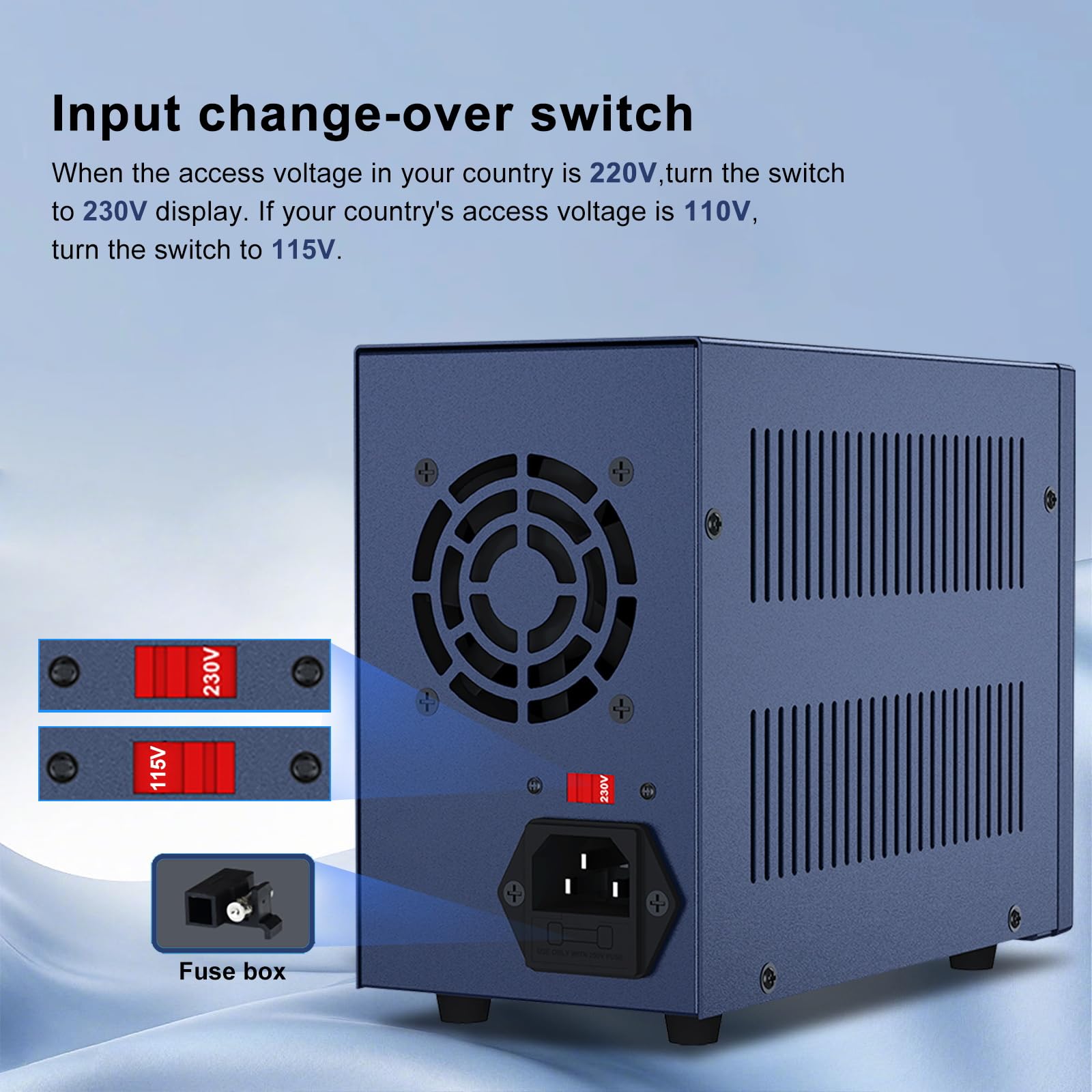 Alimentatore da Banco 0-32V/0-5A, Alimentatore da Laboratorio Regolato ad alta Precisione Display a LED a 4 cifre, con Controllo Encoder e Memoria dati