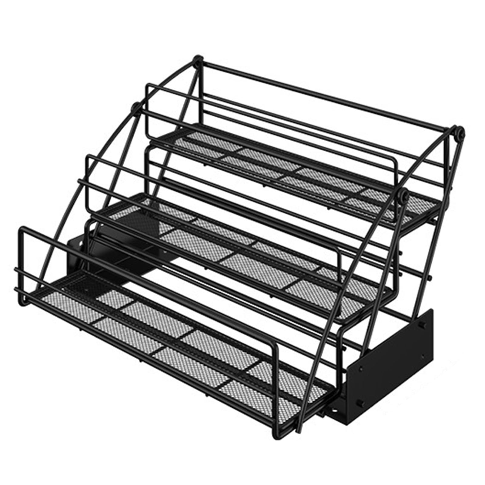 Organizzatore da cucina Sistema di scaffalature estraibili a 3 livelli, portaspezie a ribalta in acciaio con cuscinetti antiscivolo per mobili alti da cucina/bagno, carico 10 kg, per lunghezza armadio