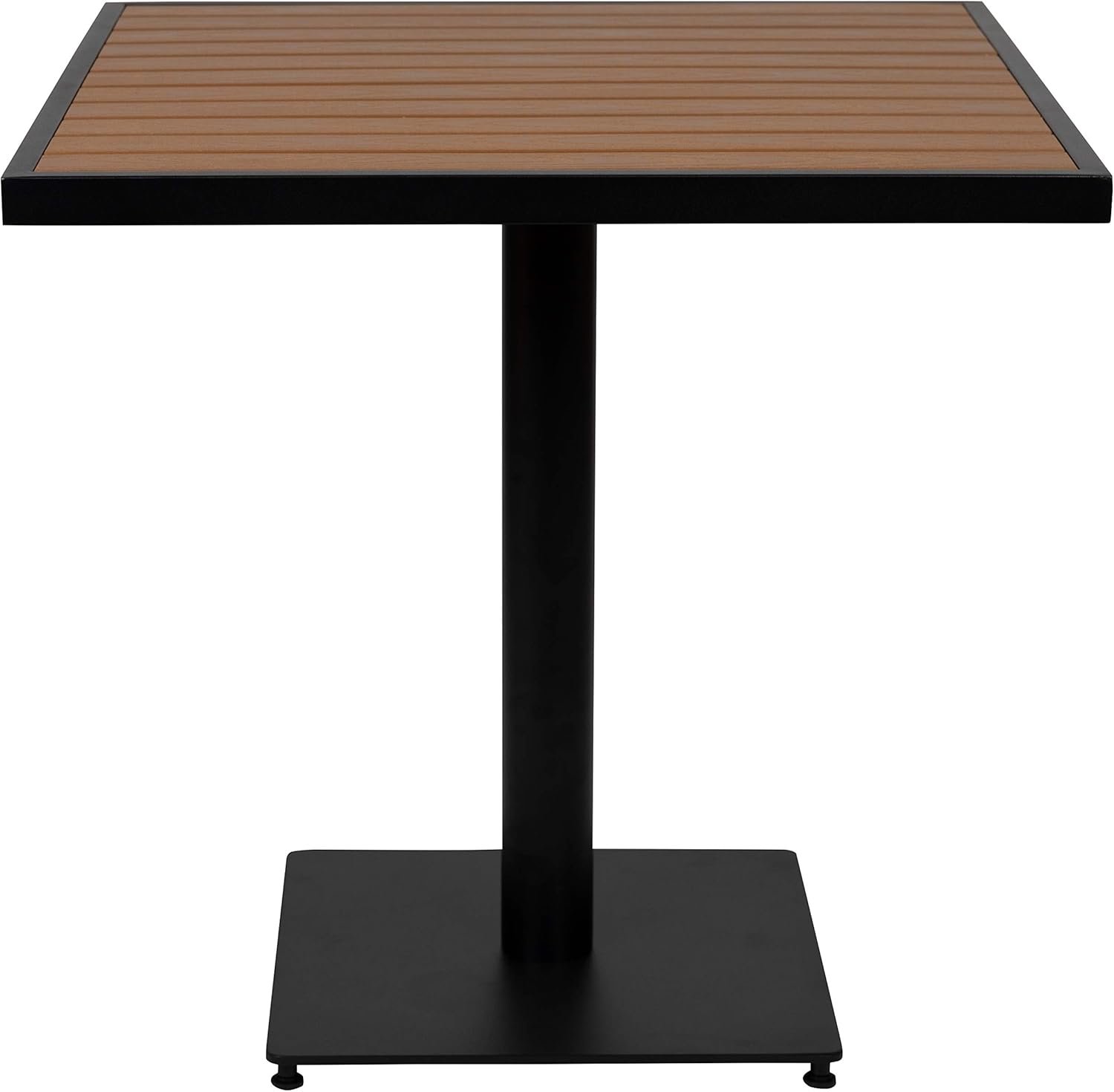 EMMA + OLIVER Outdoor Faux Teak Dining Table with Poly Slats - Square Patio Table