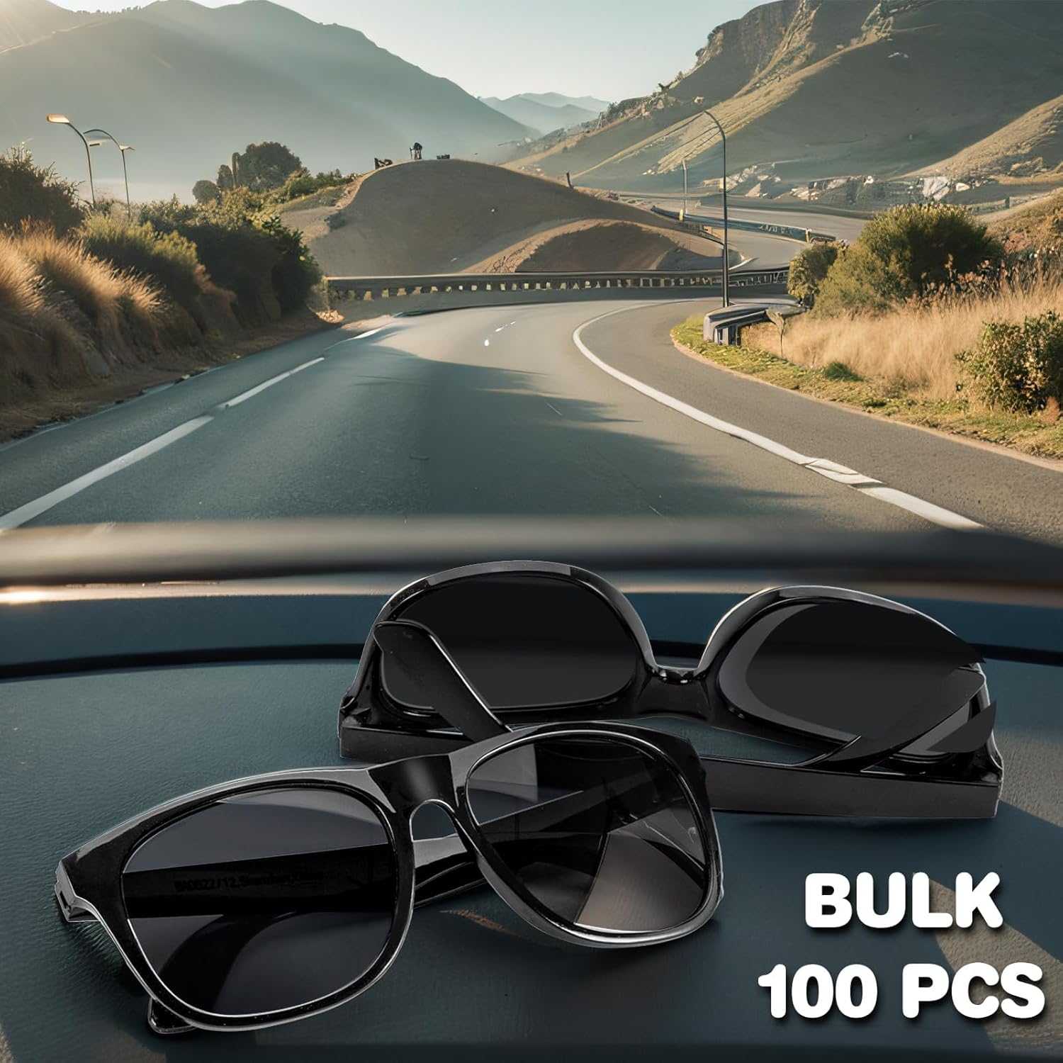 100 Pack Black Sunglasses Bulk, 80s Style Plastic Sun Glasses Toy, Carnival Prizes, Summer Beach/Pool Party Favor for Kids Adult, Birthday Decoration Supplies, Goody Bag Stuffer, Gift Box for Boy Girl - Image 3