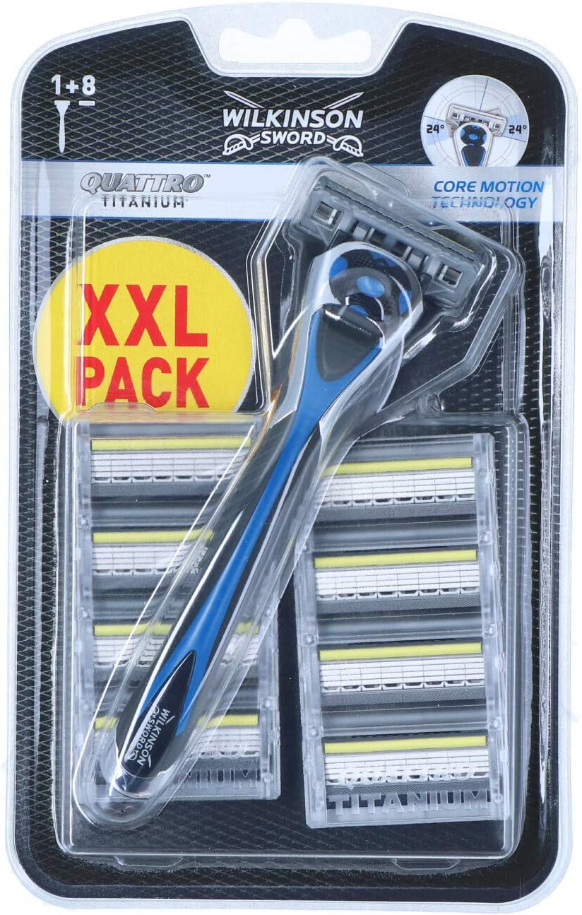 Wilkinson Sword Quattro Titanium Core Motion Razor with 9 Blades