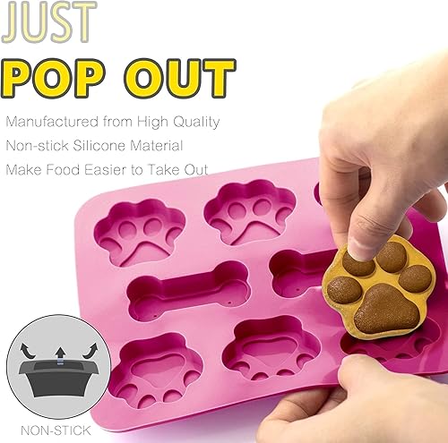 Miniatura 4 de Molde de silicona para chocolate con forma de pata y hueso de perro para hornear golosinas para perros, galletas, yogur, gelatina, cubitos de hielo,