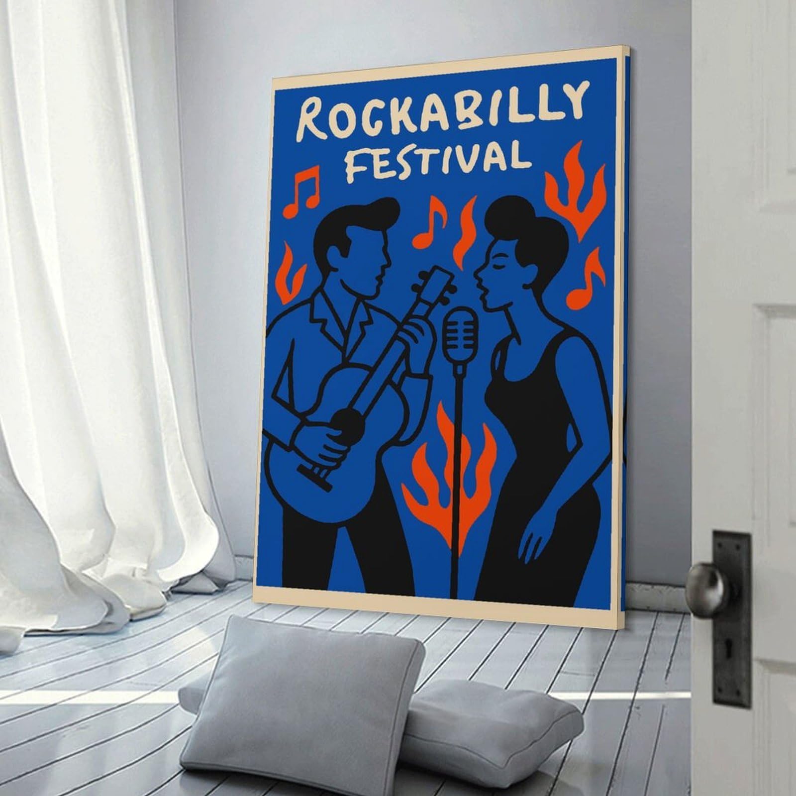 Junmoney Hanging Wall Art Rockabilly Festival, 24x36inch(60x90cm), for Contemporary Homes, Apartments Or Offices, Stylish Wall Art for Fresh Spaces