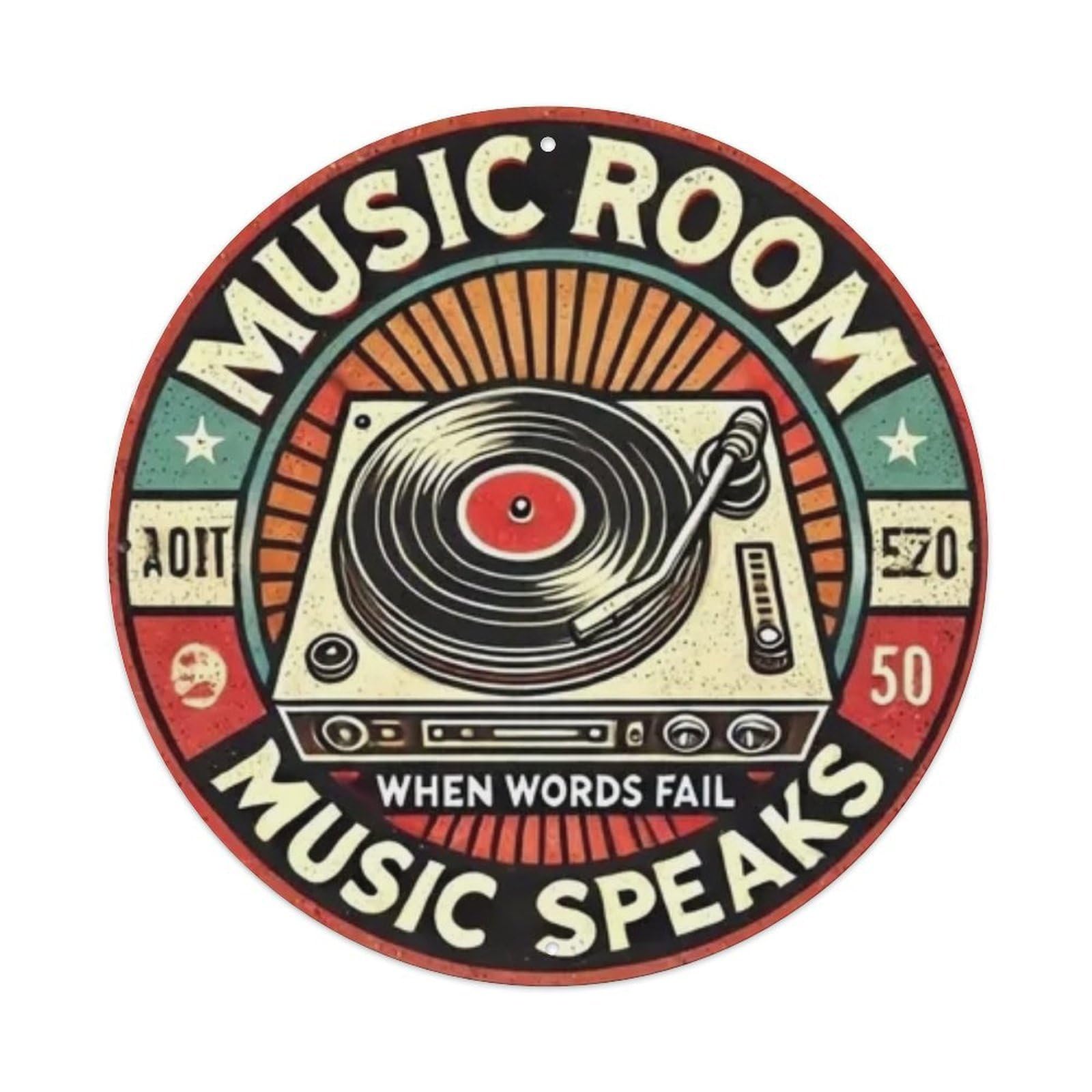 Igtefte Vintage Music Room Tin Sign Style Home Bar Garden Wall Plaque Decor Metal Poster 8X8 Inch