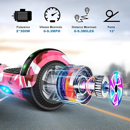 Miniatura 74 de CBD Patinete con luces LED Corlorful, ruedas de 6.5 pulgadas, scooter doble de 300 W para niños, niñas, niños y adultos, todas las edades A01-blanco