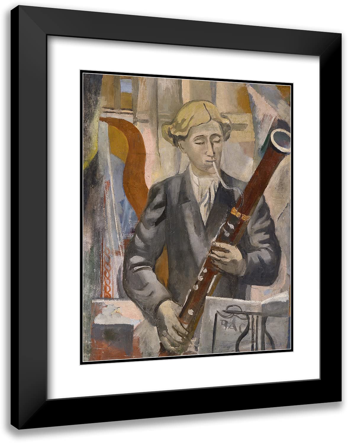 ArtDirect Christian Hess 15x18 Black Modern Frame and Double Matted Museum Art Print Titled - Test of the Bogist Concert (1928)