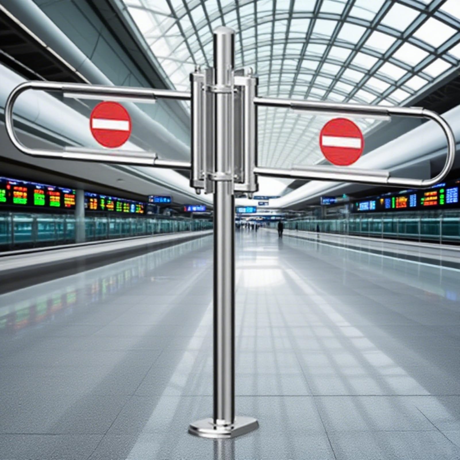 Puerta de seguridad de alta resistencia con cierre automático para supermercados - Puerta batiente de acceso unidireccional - Solución duradera de entrada y salida peatonal para mayor seguridad