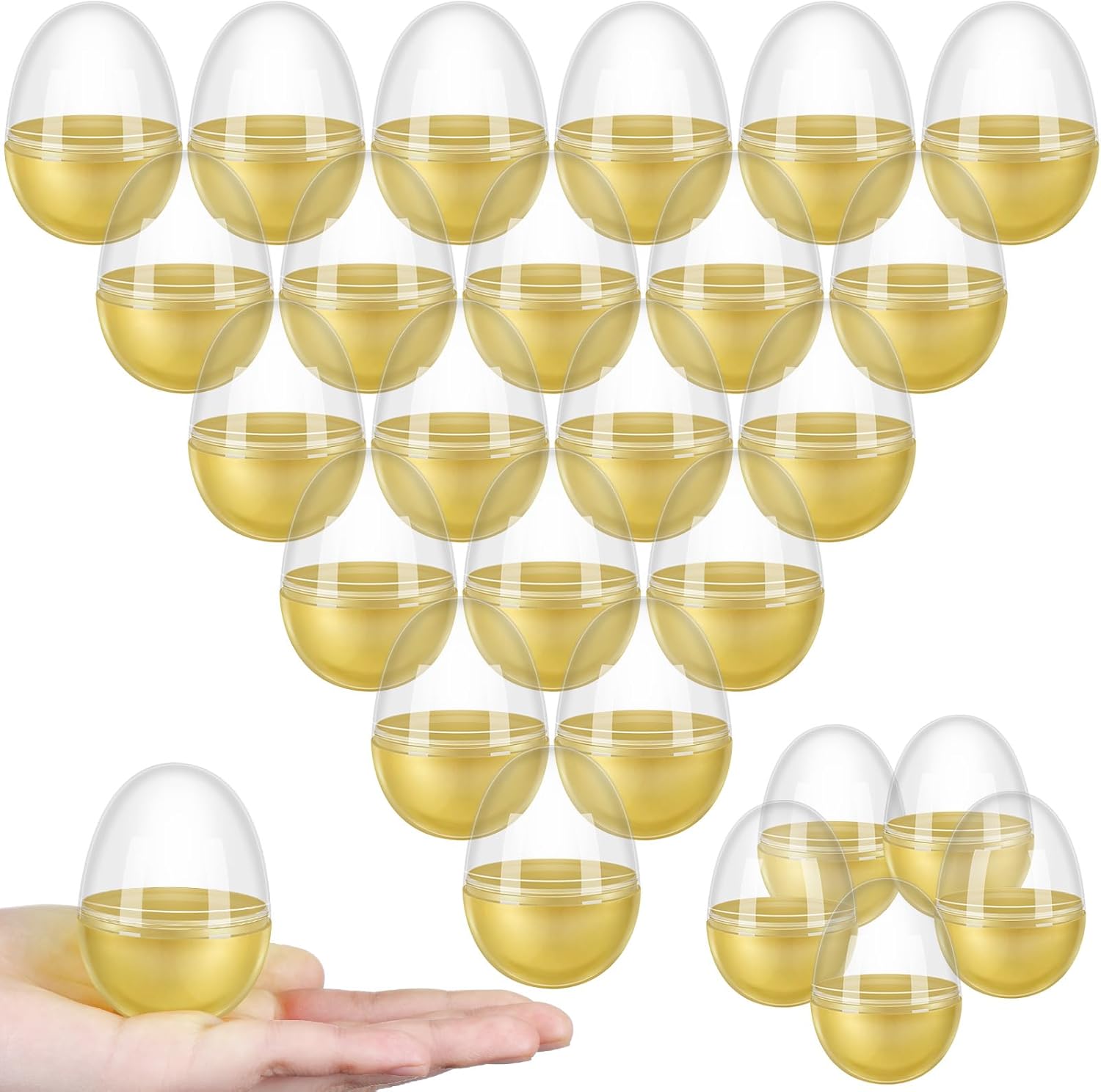 50 Pcs Plastic Fillable Easter Eggs Bulk 2.36 Inches Clear Empty Eggs for Easter Basket Stuffers Fillers Prizes Award Party Favors (White)
