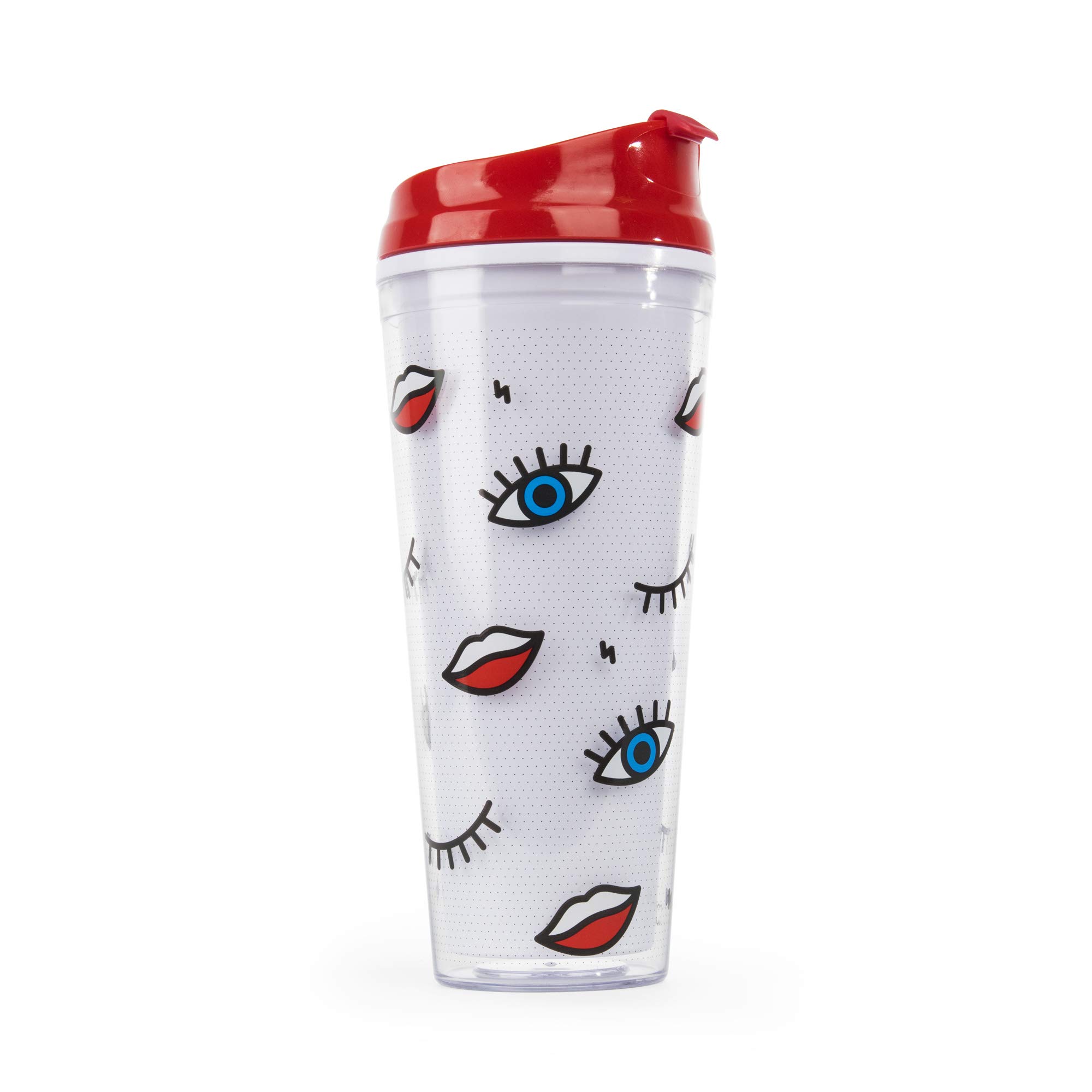 Mustard M12041 Wink Large Plastic Double Wall 625 ml, 22oz Travel Mug, Multi-Colour