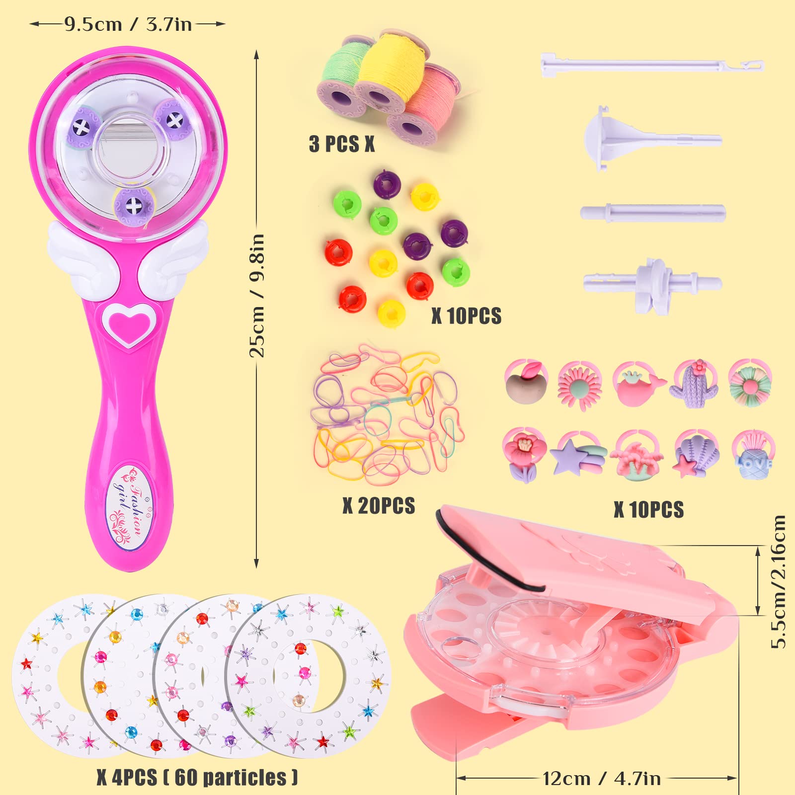 Kit Trenzador De Pelo Y Maquina De Gemas – Crea Peinados Brillantes Con 60 Diamantes Para Niñas
