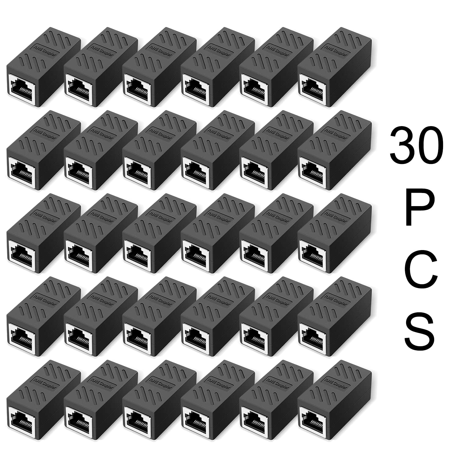 ZUZONG Lot de 30 coupleurs Ethernet RJ45 en ligne pour câble Ethernet Cat8/Cat7/Cat6/Cat5e/Cat5 femelle vers femelle (30 pièces, noir)
