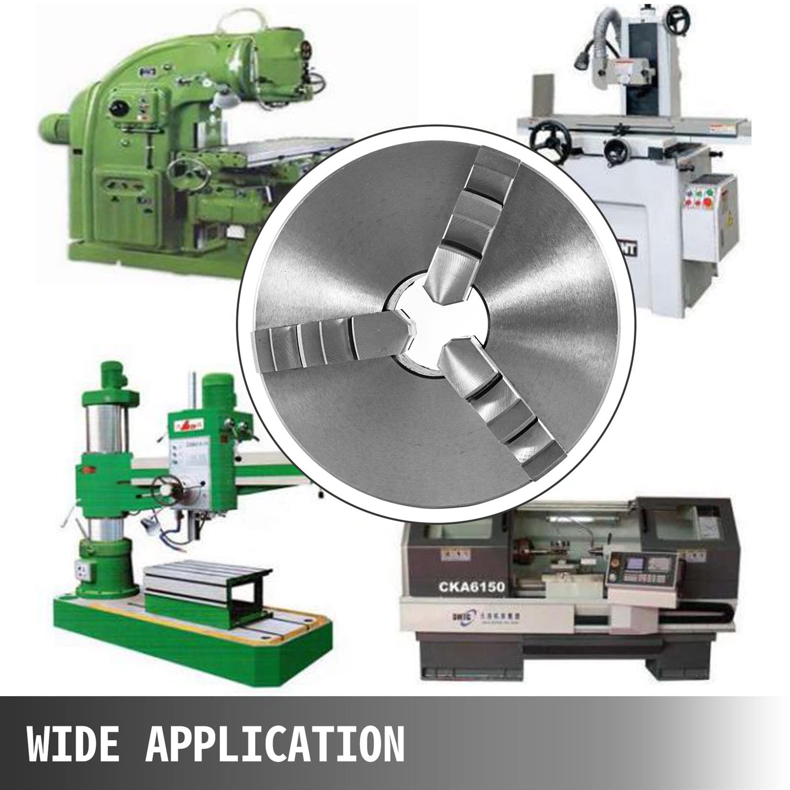Mandril de Torno, K11-100 Torre de torno 100mm 4 pulgadas Agocine a egocéntrica 3 mandíbulas con dos juegos y pernos montaje for torneado madera Cnc Torno