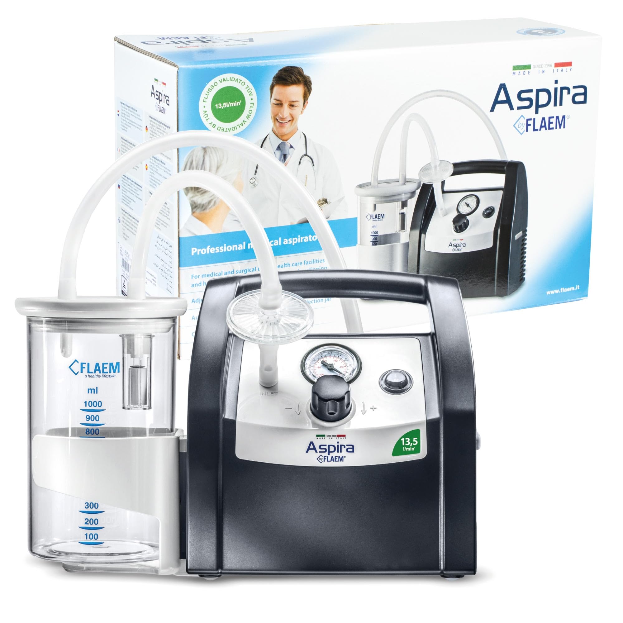 ASPIRATORE PROFESSIONALE FLAEM MODELLO ASPIRA - CAPACITA' 13 LT/MIN -VASO 1000 CC.