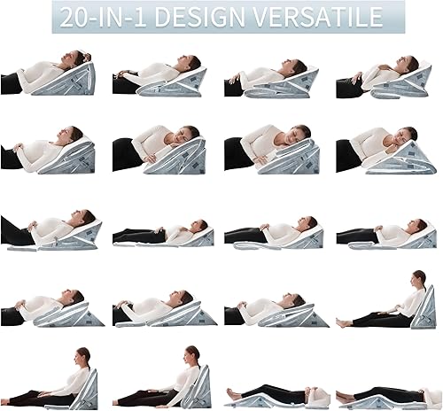 Miniatura 3 de FSCGIFE Almohada de cuña de cama para dormir, almohada de cuña ajustable 20 en 1 para después de la cirugía, almohada triangular de espuma