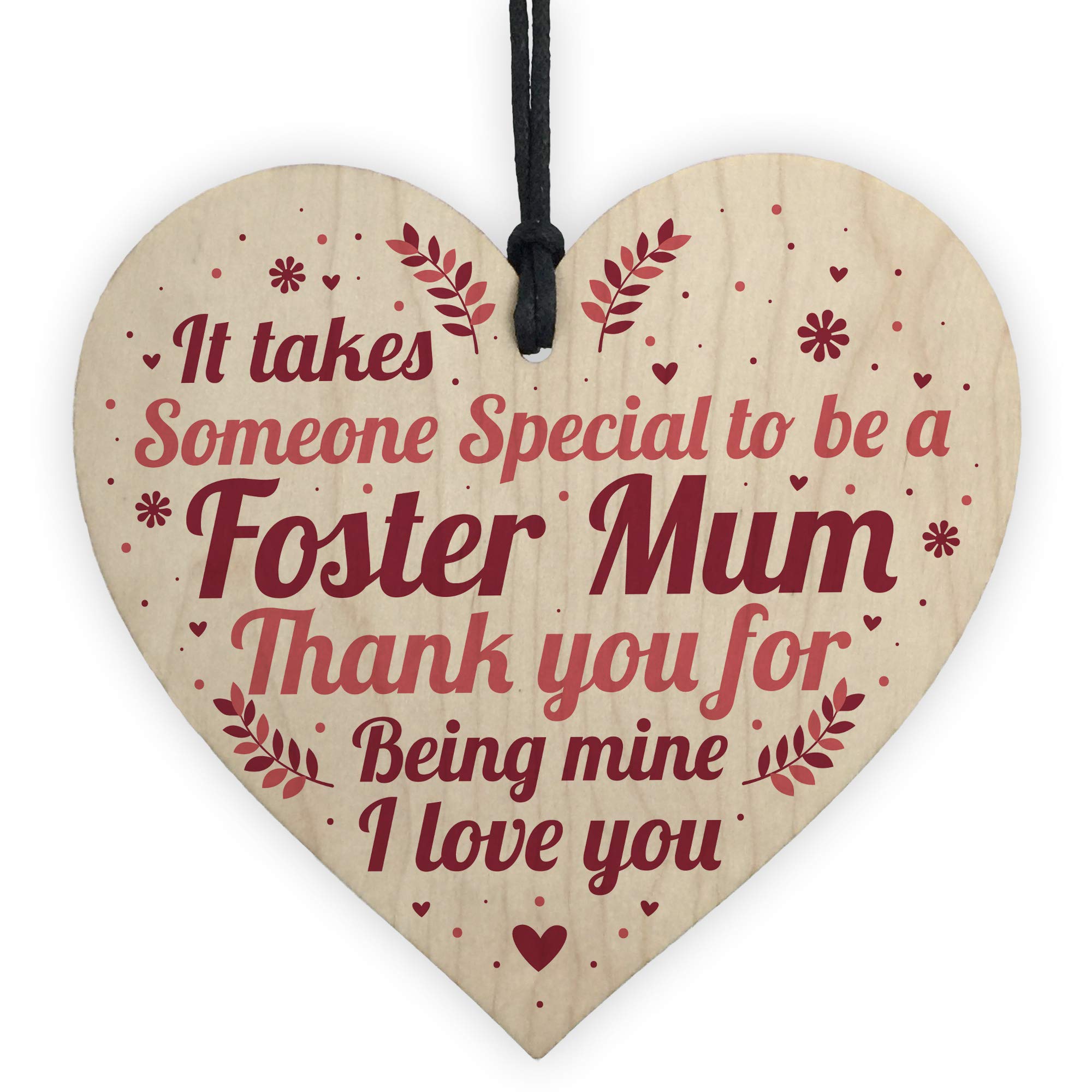 Red Ocean Christmas Gifts For Mum Thank You Wooden Heart Foster Mum Mother And Daughter Son Gifts