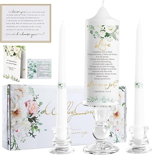 Unity - Juego de velas para ceremonia de boda, vela de la Biblia católica de pilar cónico, accesorios decorativos religiosos, tarjetas de decoración