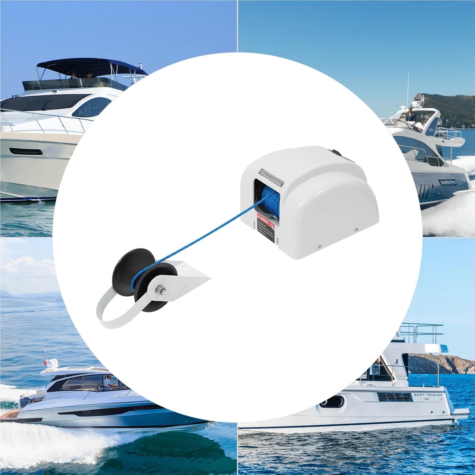 Verricello elettrico for ancora da barca da 12 V con telecomando wireless, for acqua salata marina, 45 libbre