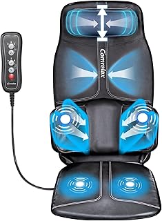 SLOTHMORE Back Massager Pad Vibrating Back Massager, Height-Adjustable Massage Chair Pad for Home Office Use, 3 Modes & 3 Intensities to Compress and Relieve Massagers for Neck and Back, Soft Leather