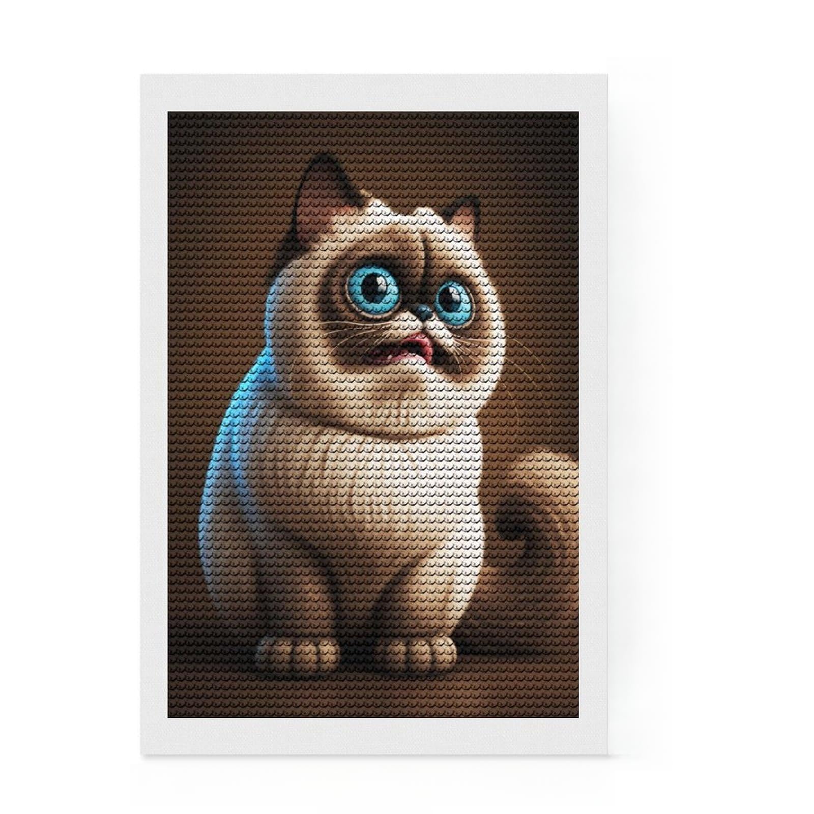 Junmoney Meme Funny Cat DIY Diamond Art Canvas Kit 8"x12", for Beginners, Simple to Start, Aesthetic Room Decor, Holiday Gift Idea